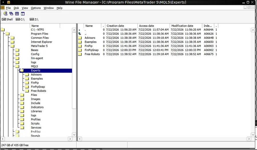 2 — Drop the file into MQL5 › Experts (MQL4 › Experts for the .ex4)